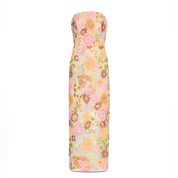 Milly Dresses & Skirts - Milly Strapless Floral Sequin Maxi Dress Size 4 NWT Multicolor Evening Gown